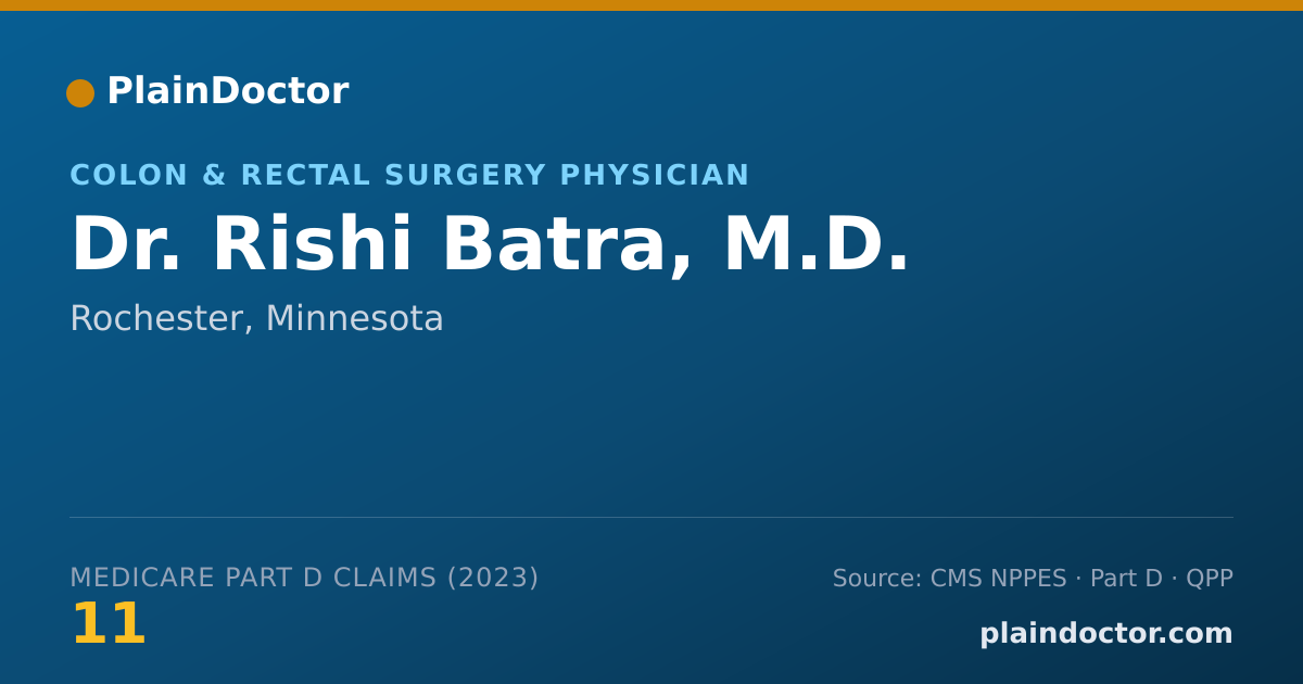 Shareable card for Rishi Batra, M.D. - Colon & Rectal Surgery Physician, Rochester, MN