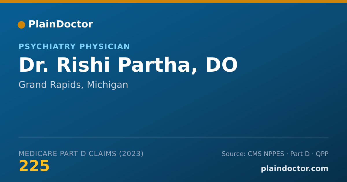 Shareable card for Rishi Partha, DO - Psychiatry Physician, Grand Rapids, MI