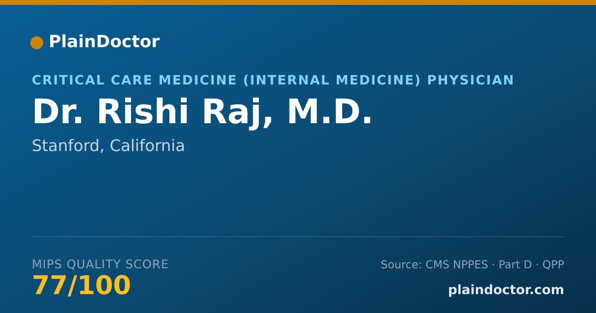 Shareable card for Rishi Raj, M.D. - Critical Care Medicine (Internal Medicine) Physician, Stanford, CA