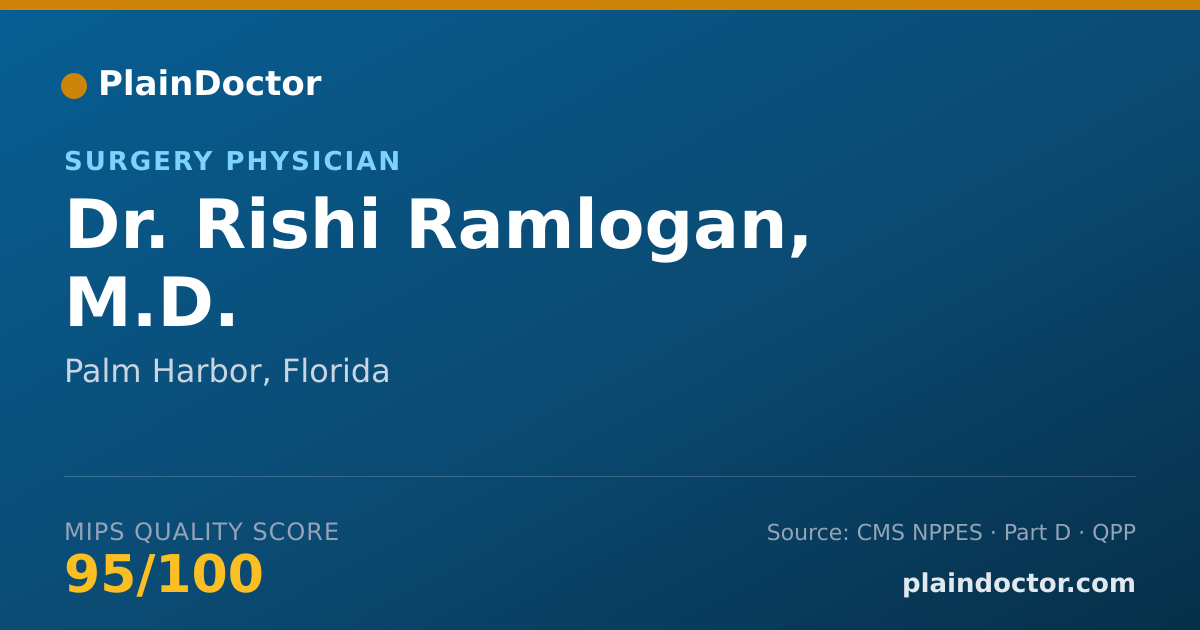 Shareable card for Rishi Ramlogan, M.D. - Surgery Physician, Palm Harbor, FL