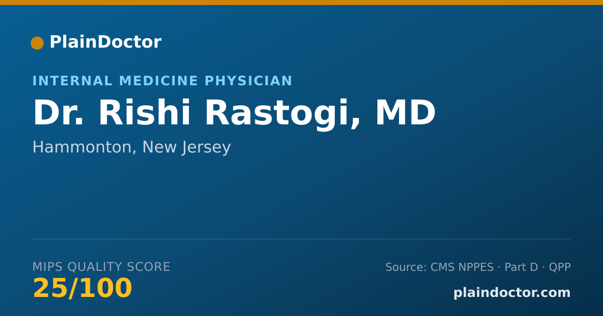 Shareable card for Rishi Rastogi, MD - Internal Medicine Physician, Hammonton, NJ