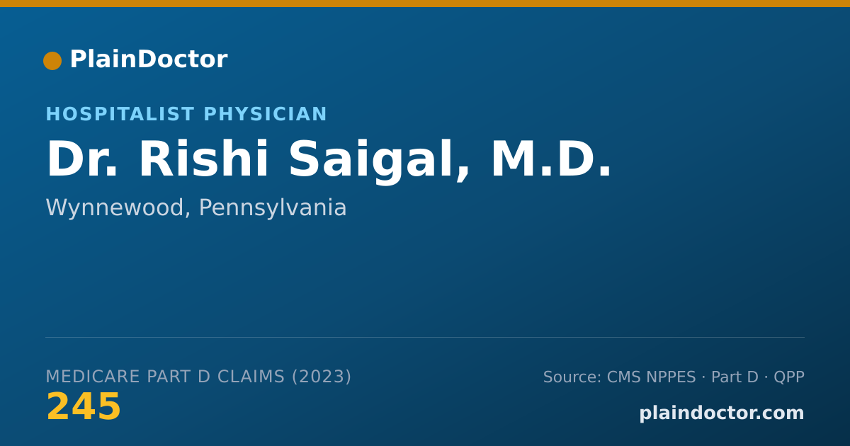 Shareable card for Rishi Saigal, M.D. - Hospitalist Physician, Wynnewood, PA