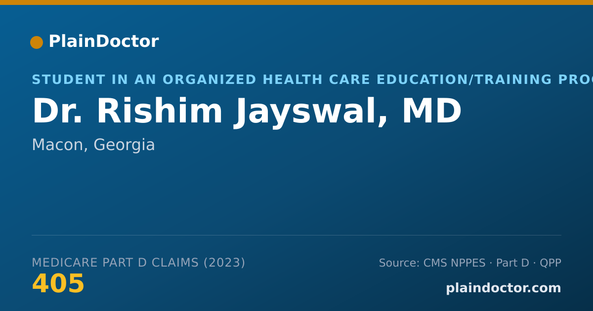 Shareable card for Rishim Jayswal, MD - Student in an Organized Health Care Education/Training Program, Macon, GA