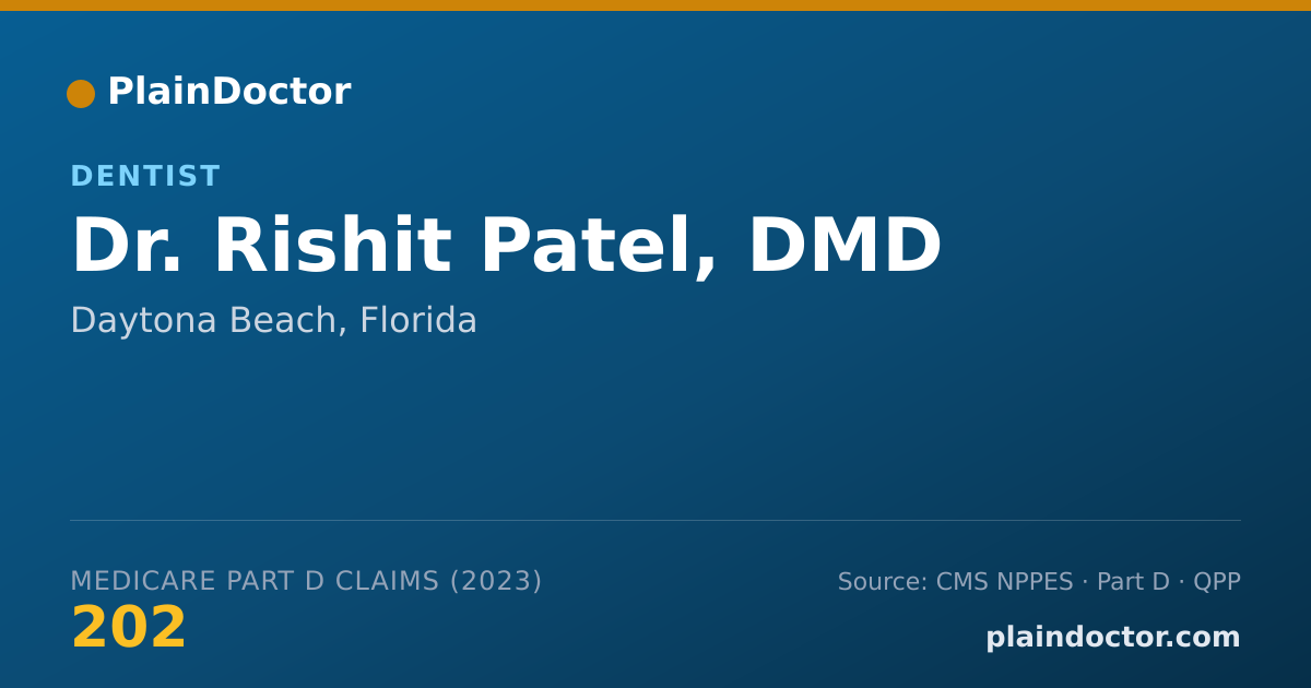 Shareable card for Rishit Patel, DMD - Dentist, Daytona Beach, FL