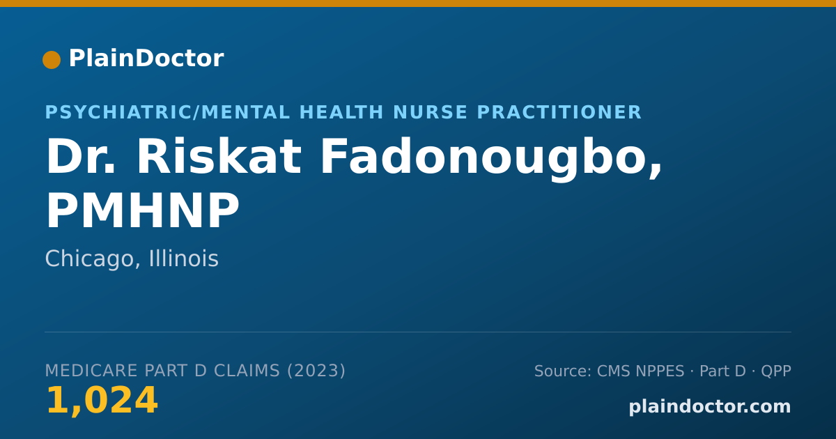Shareable card for Riskat Fadonougbo, PMHNP - Psychiatric/Mental Health Nurse Practitioner, Chicago, IL