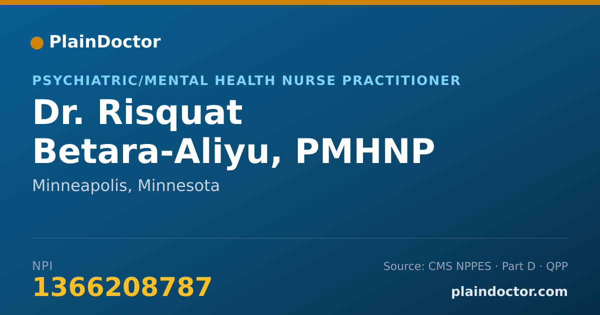 Shareable card for Risquat Betara-Aliyu, PMHNP - Psychiatric/Mental Health Nurse Practitioner, Minneapolis, MN