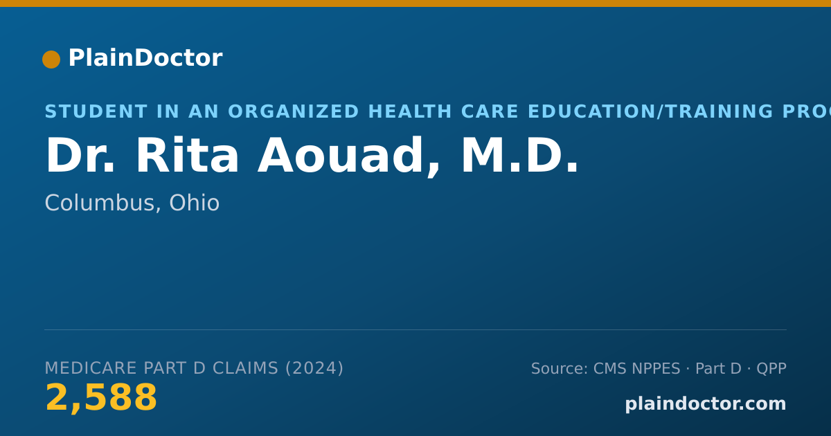 Shareable card for Rita Aouad, M.D. - Student in an Organized Health Care Education/Training Program, Columbus, OH
