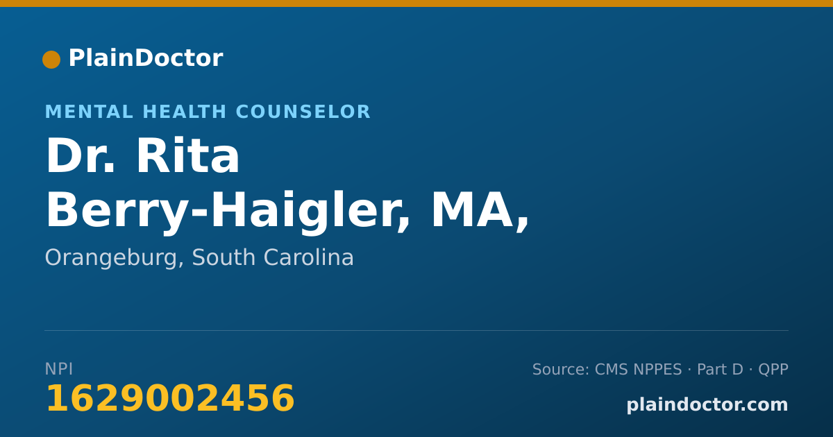 Shareable card for Rita Berry-Haigler, MA, REHAB COUNSELING - Mental Health Counselor, Orangeburg, SC