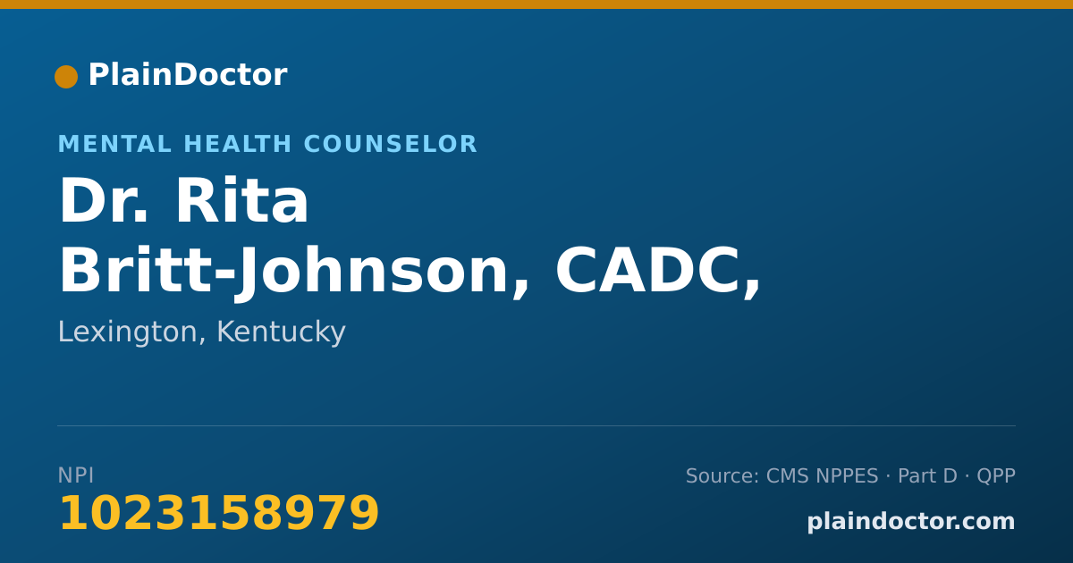 Shareable card for Rita Britt-Johnson, CADC, LSW - Mental Health Counselor, Lexington, KY