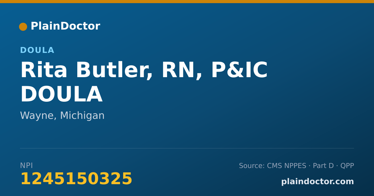 Shareable card for Rita Butler, RN, P&IC DOULA - Maternal Newborn Registered Nurse, Wayne, MI