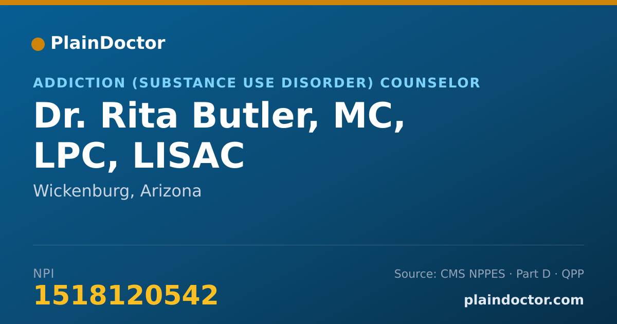 Shareable card for Rita Butler, MC, LPC, LISAC - Addiction (Substance Use Disorder) Counselor, Wickenburg, AZ