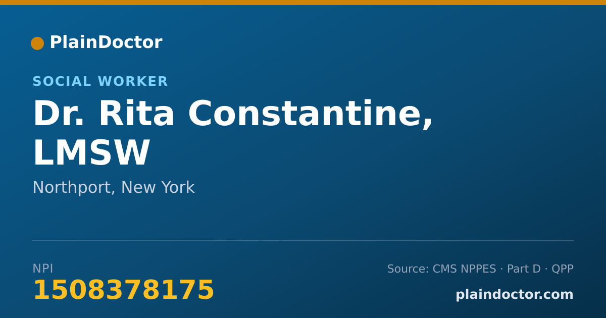 Shareable card for Rita Constantine, LMSW - Social Worker, Northport, NY