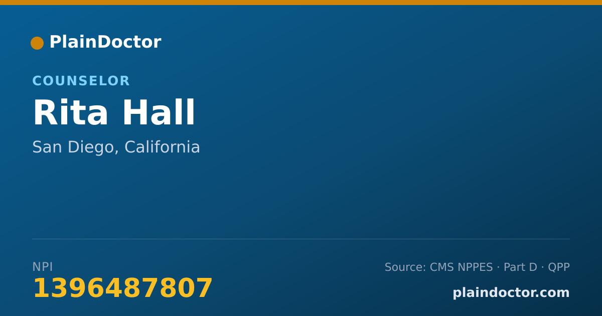 Shareable card for Rita Hall - Counselor, San Diego, CA
