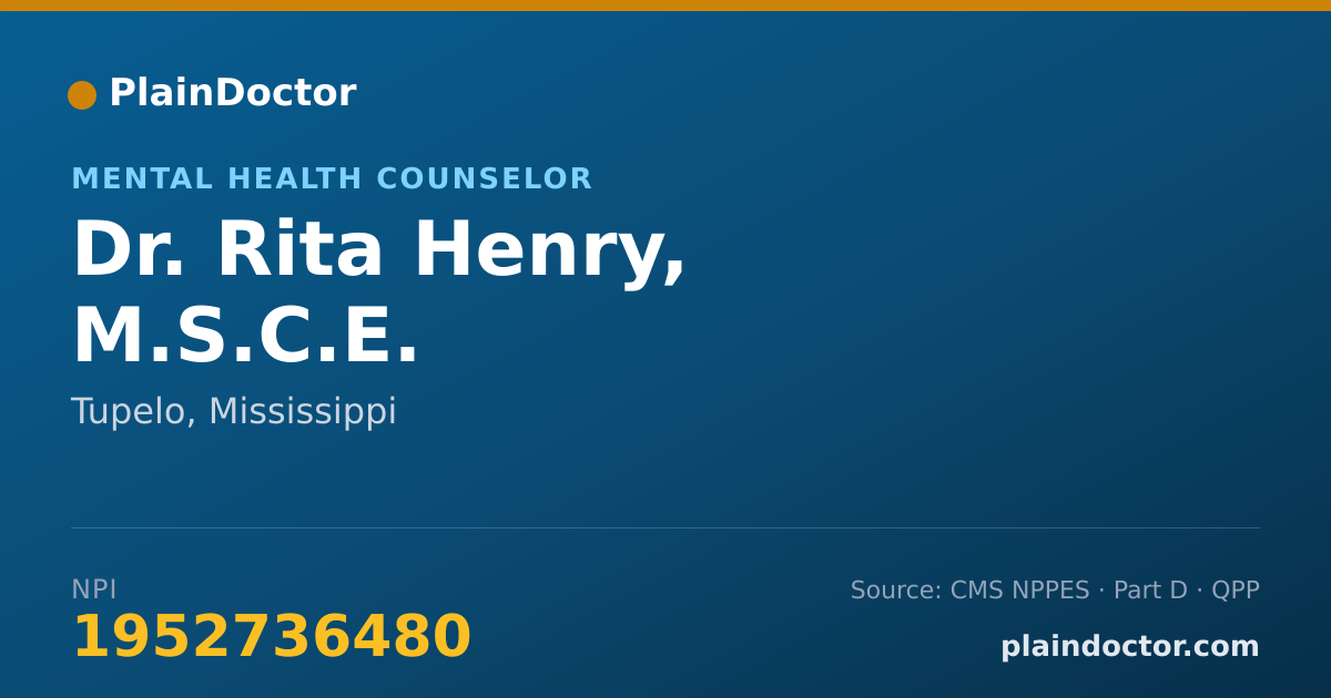Shareable card for Rita Henry, M.S.C.E. - Mental Health Counselor, Tupelo, MS