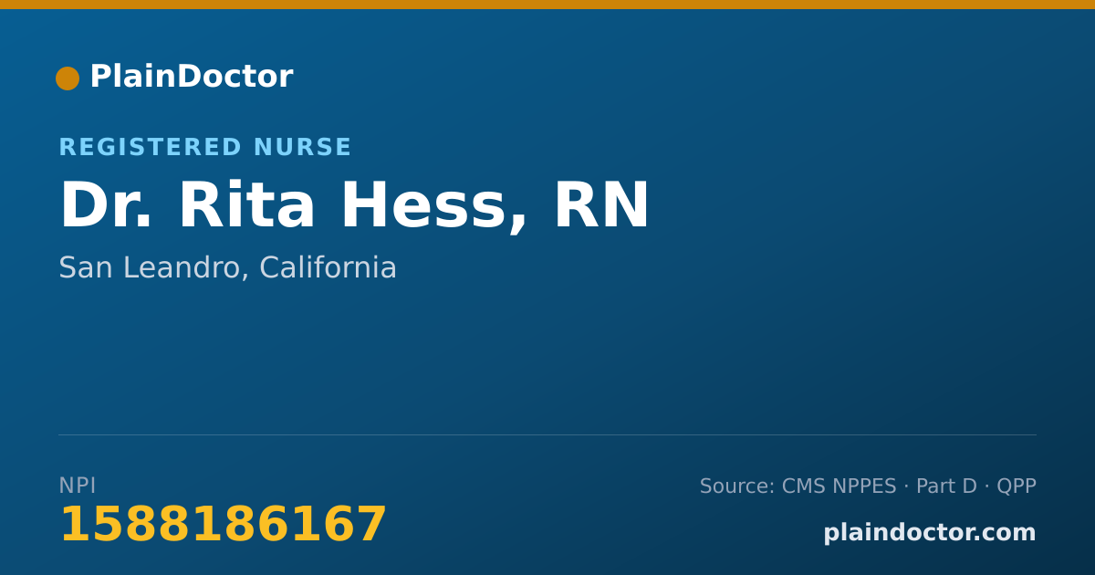 Shareable card for Rita Hess, RN - Registered Nurse, San Leandro, CA