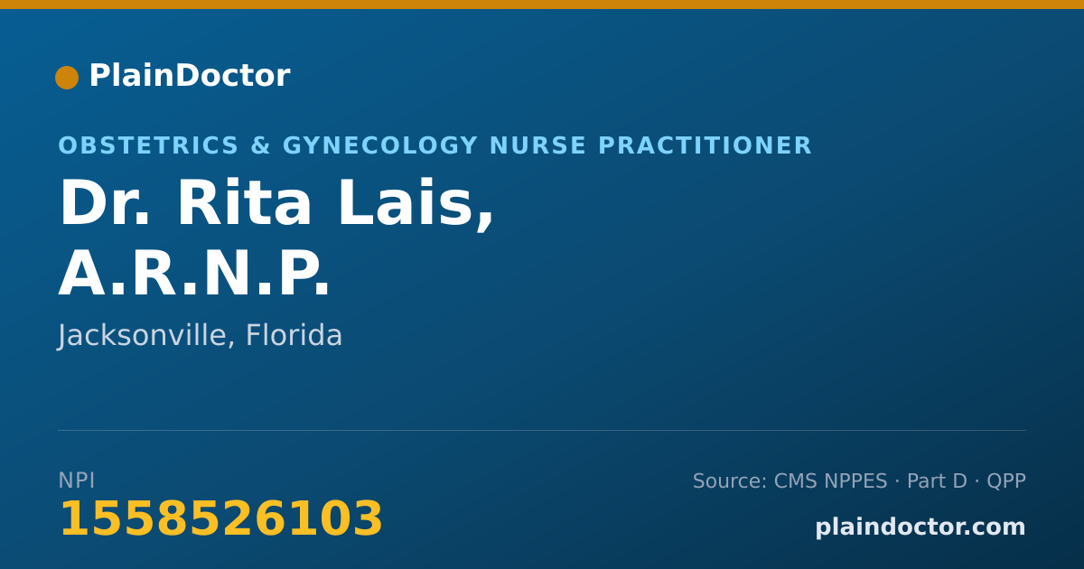 Shareable card for Rita Lais, A.R.N.P. - Obstetrics & Gynecology Nurse Practitioner, Jacksonville, FL
