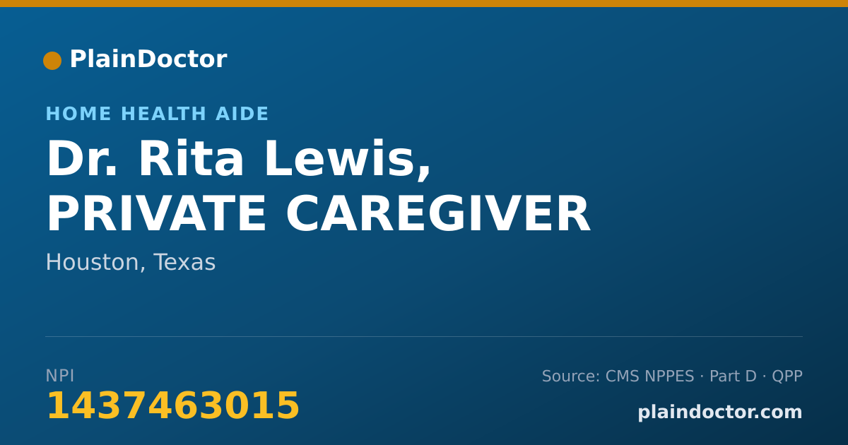 Shareable card for Rita Lewis, PRIVATE CAREGIVER - Home Health Aide, Houston, TX