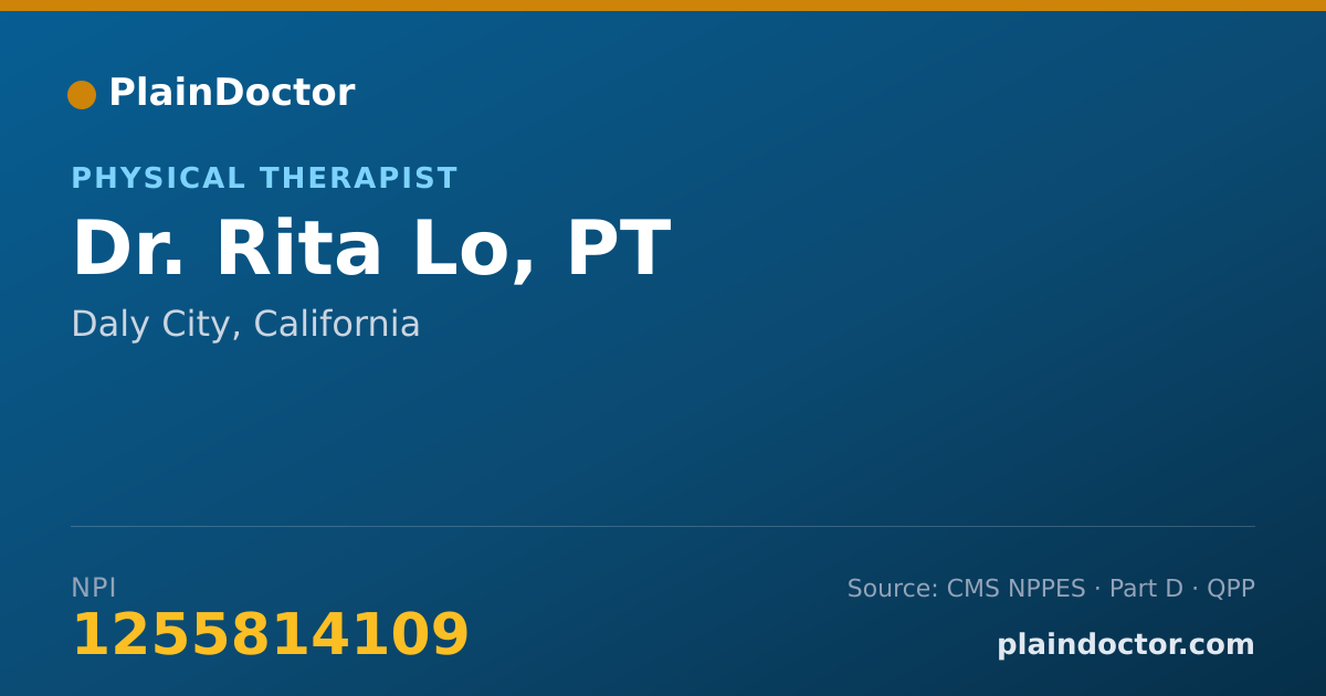 Shareable card for Rita Lo, PT - Physical Therapist, Daly City, CA