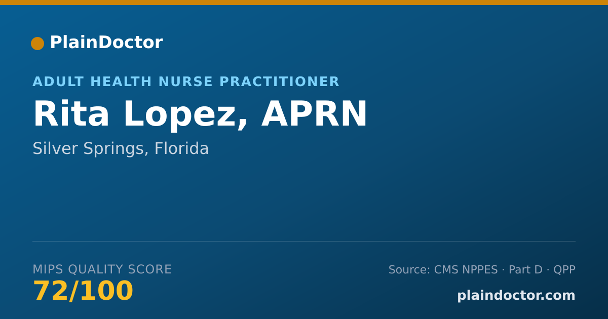 Shareable card for Rita Lopez, APRN - Adult Health Nurse Practitioner, Silver Springs, FL