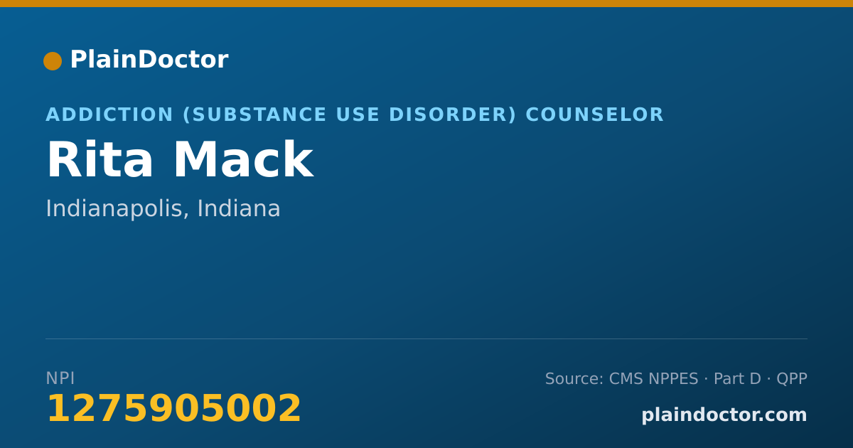 Shareable card for Rita Mack - Addiction (Substance Use Disorder) Counselor, Indianapolis, IN