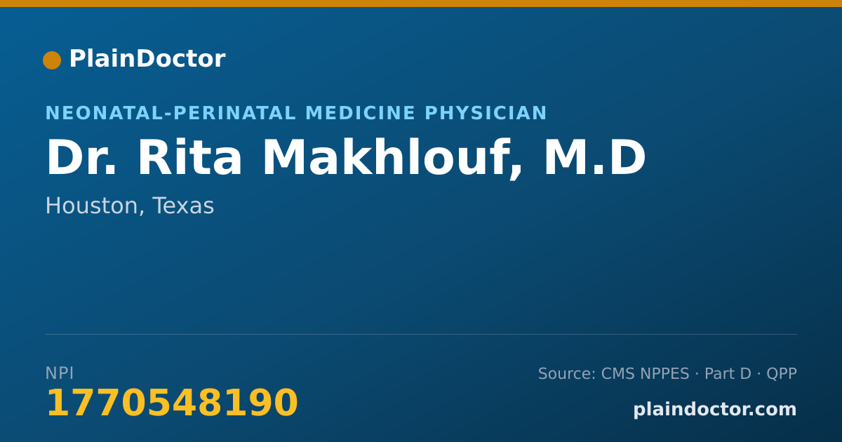 Shareable card for Rita Makhlouf, M.D - Neonatal-Perinatal Medicine Physician, Houston, TX