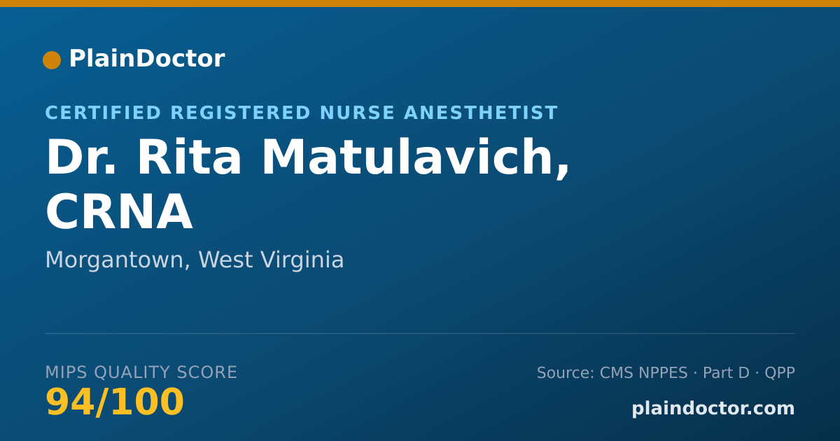 Shareable card for Rita Matulavich, CRNA - Certified Registered Nurse Anesthetist, Morgantown, WV