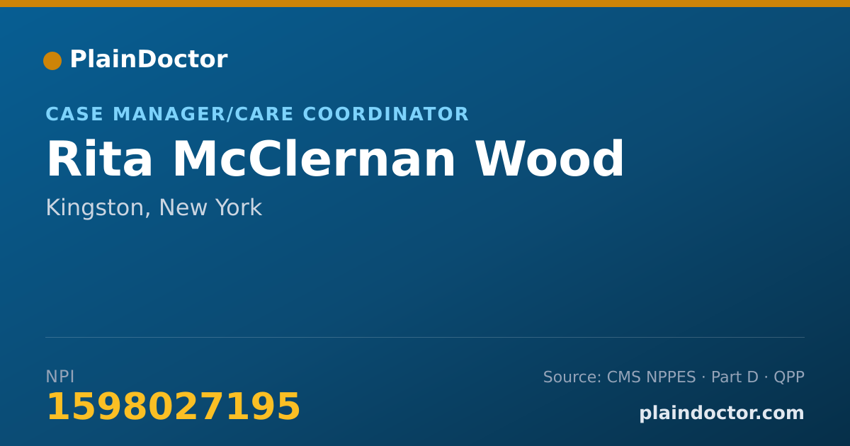 Shareable card for Rita McClernan Wood - Case Manager/Care Coordinator, Kingston, NY