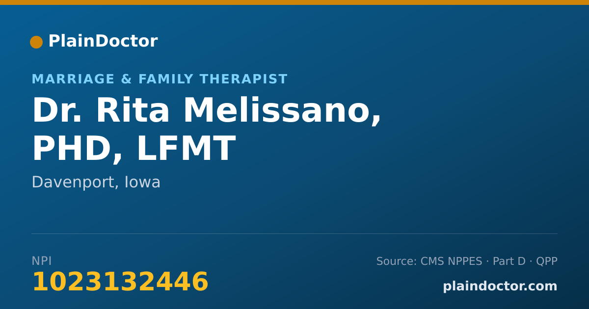 Shareable card for Rita Melissano, PHD, LFMT - Marriage & Family Therapist, Davenport, IA