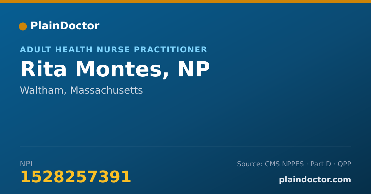 Shareable card for Rita Montes, NP - Adult Health Nurse Practitioner, Waltham, MA