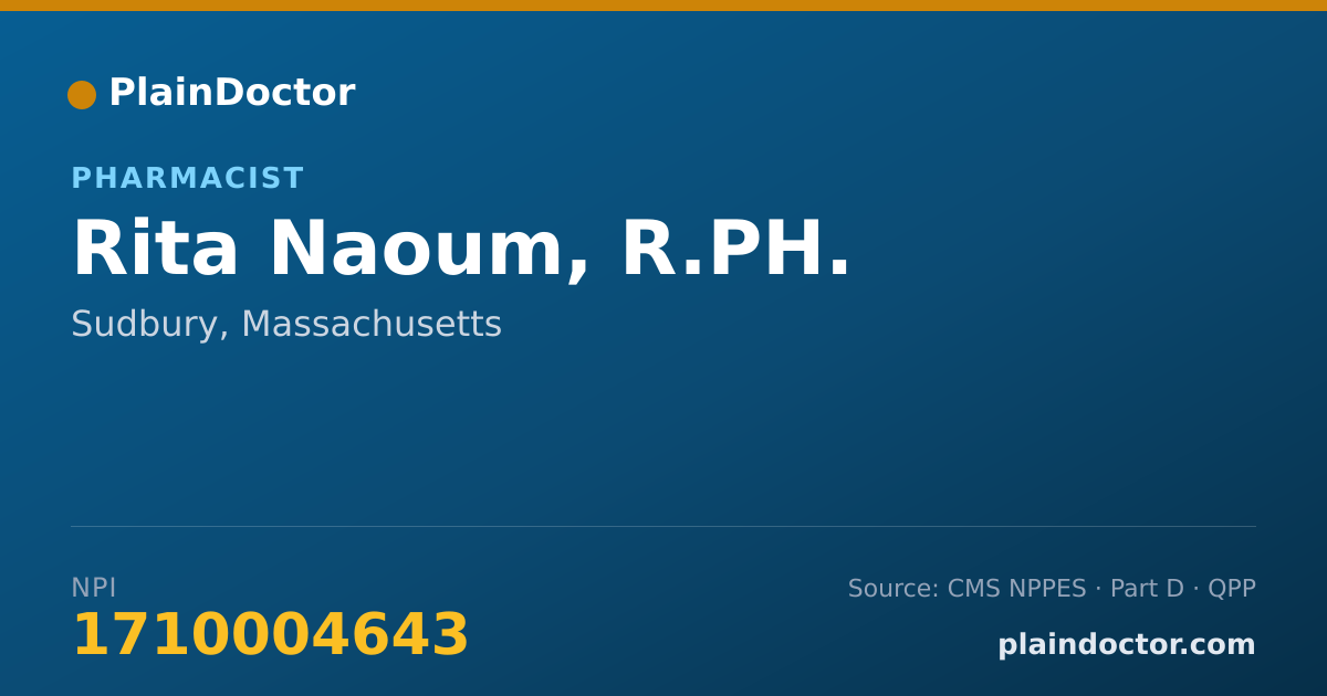 Shareable card for Rita Naoum, R.PH. - Pharmacist, Sudbury, MA