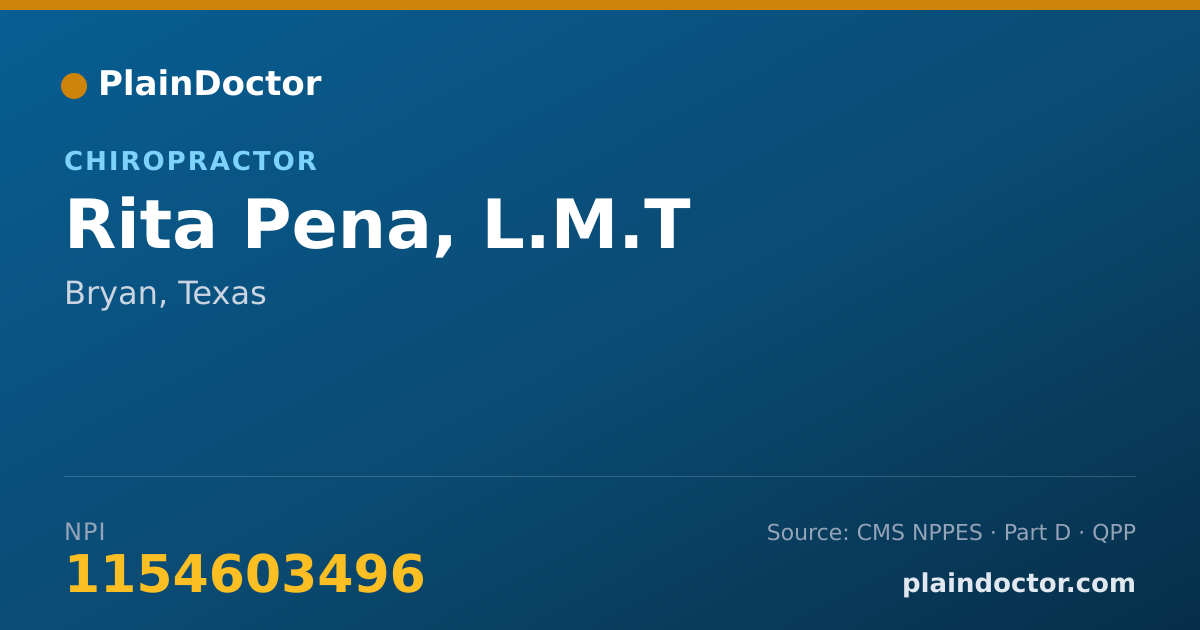 Shareable card for Rita Pena, L.M.T - Chiropractor, Bryan, TX