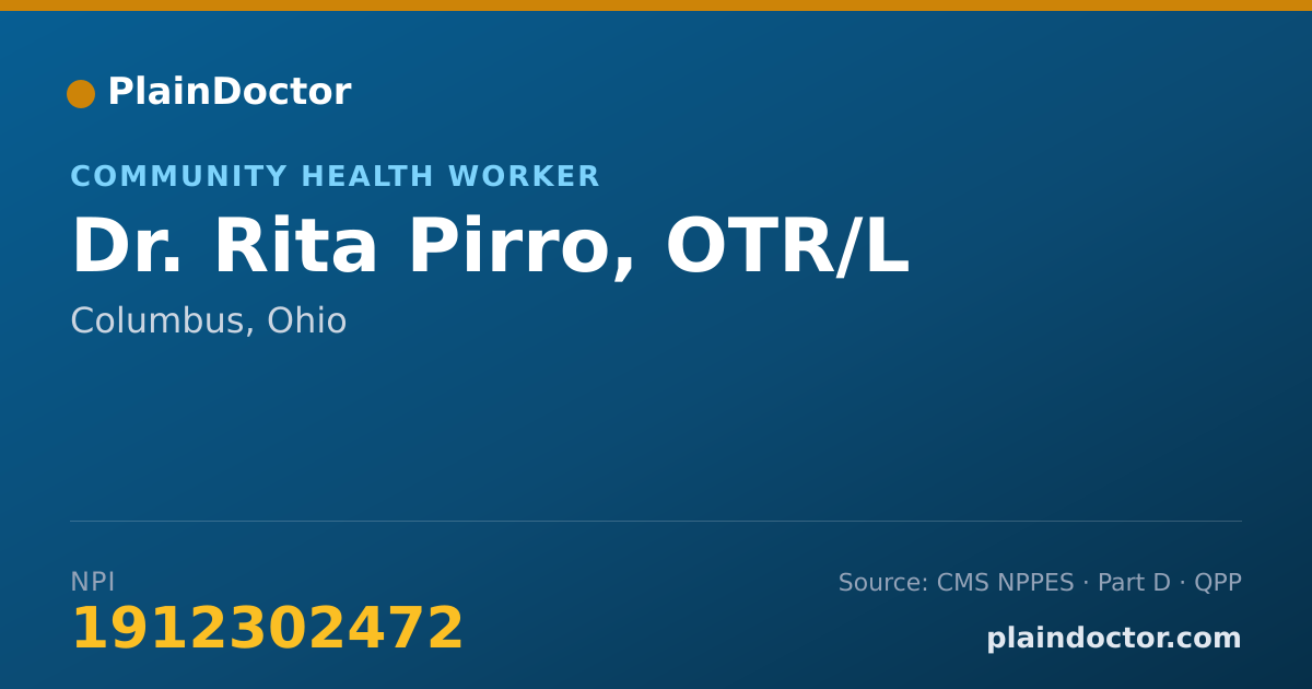 Shareable card for Rita Pirro, OTR/L - Community Health Worker, Columbus, OH