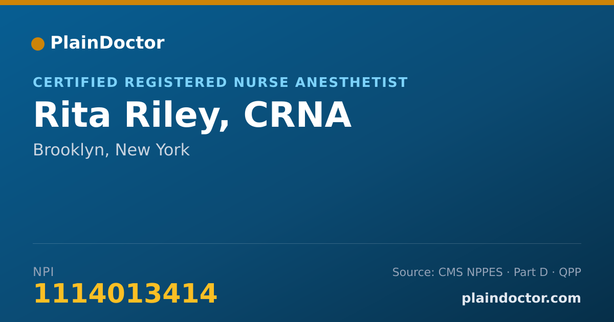 Shareable card for Rita Riley, CRNA - Certified Registered Nurse Anesthetist, Brooklyn, NY