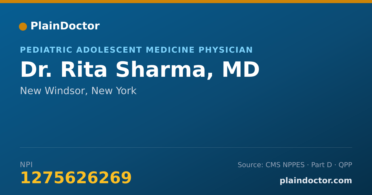 Shareable card for Rita Sharma, MD - Pediatric Adolescent Medicine Physician, New Windsor, NY