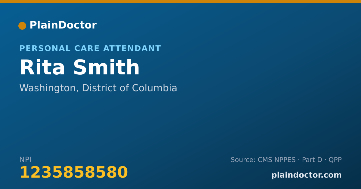 Shareable card for Rita Smith - Personal Care Attendant, Washington, DC