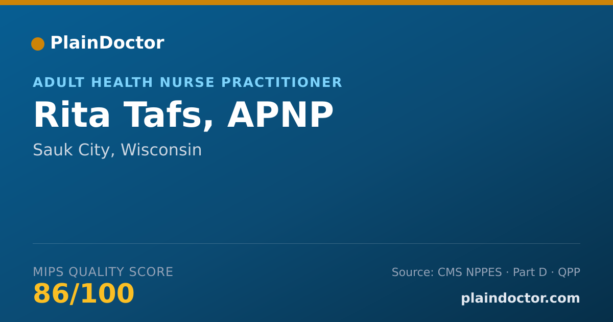 Shareable card for Rita Tafs, APNP - Adult Health Nurse Practitioner, Sauk City, WI
