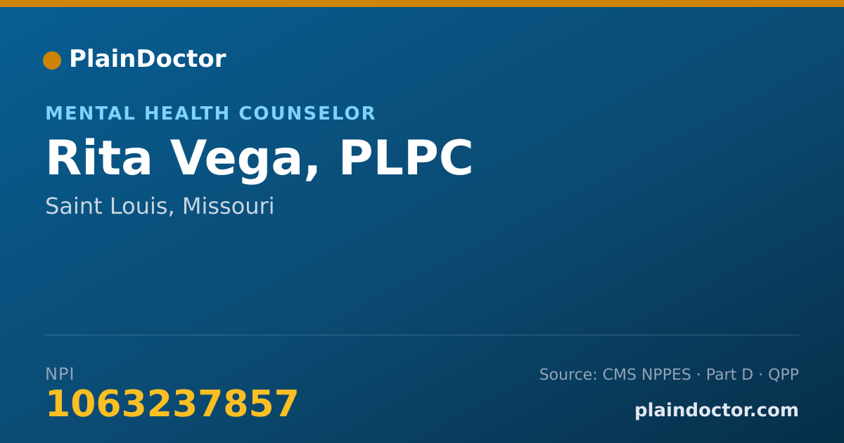 Shareable card for Rita Vega, PLPC - Mental Health Counselor, Saint Louis, MO