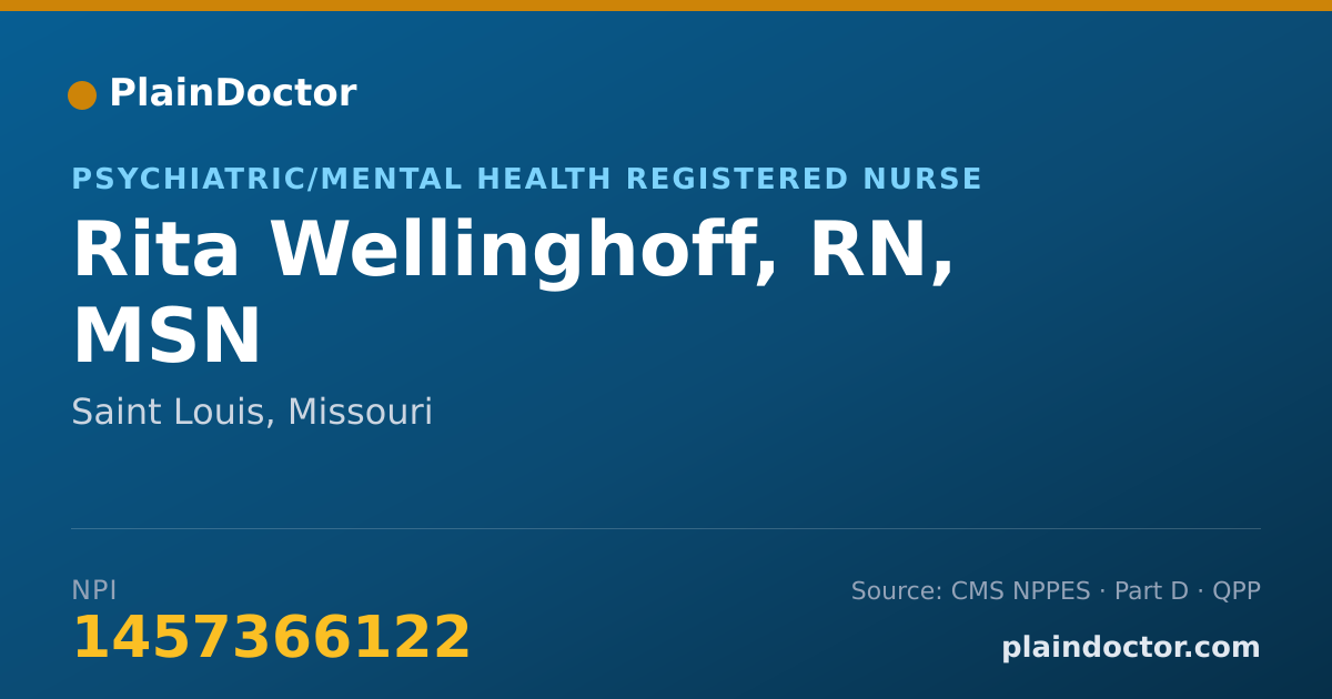 Shareable card for Rita Wellinghoff, RN, MSN - Psychiatric/Mental Health Registered Nurse, Saint Louis, MO