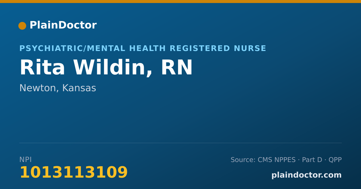 Shareable card for Rita Wildin, RN - Psychiatric/Mental Health Registered Nurse, Newton, KS