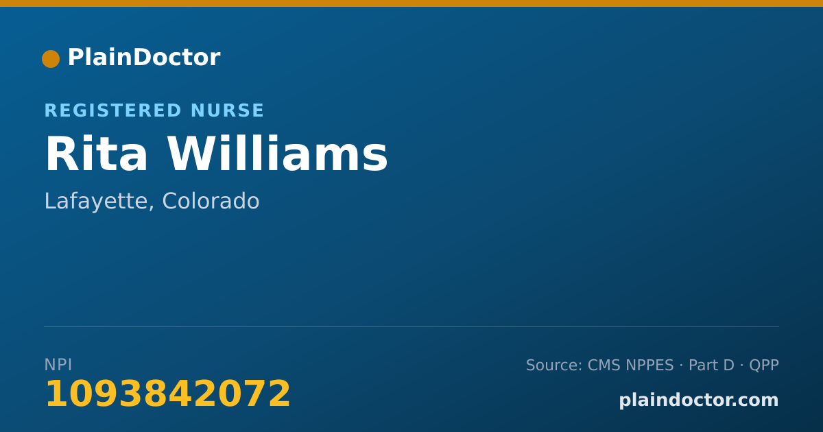 Shareable card for Rita Williams - Registered Nurse, Lafayette, CO