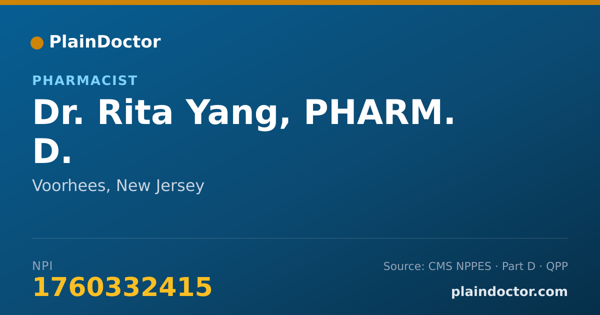 Shareable card for Rita Yang, PHARM. D. - Pharmacist, Voorhees, NJ