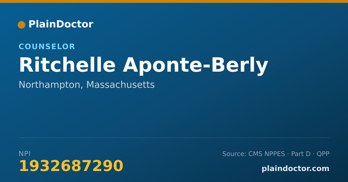 Shareable card for Ritchelle Aponte-Berly - Counselor, Northampton, MA