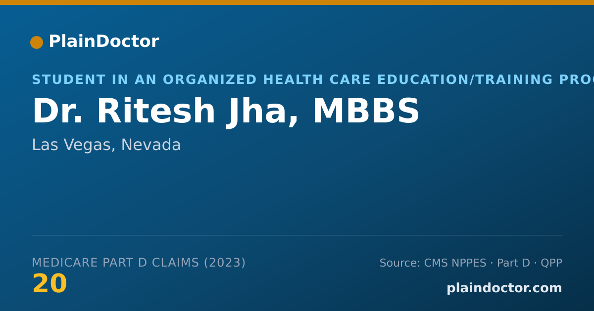 Shareable card for Ritesh Jha, MBBS - Student in an Organized Health Care Education/Training Program, Las Vegas, NV