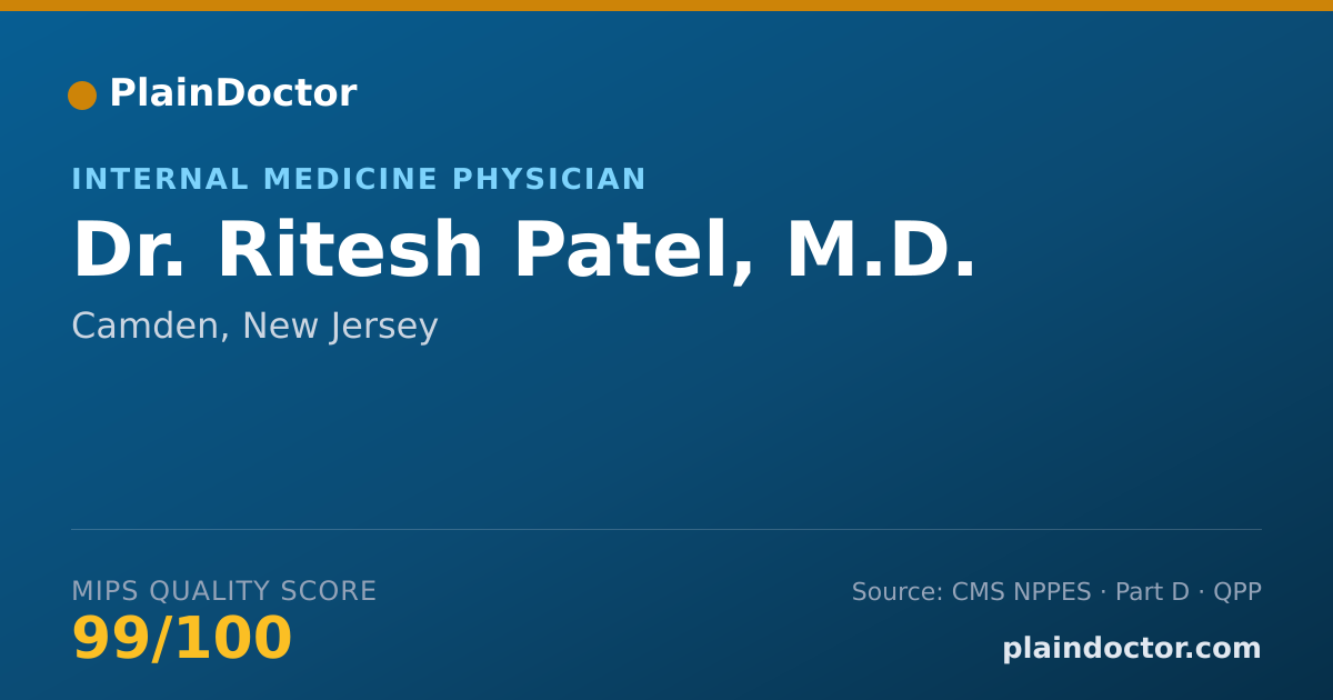 Shareable card for Ritesh Patel, M.D. - Internal Medicine Physician, Camden, NJ