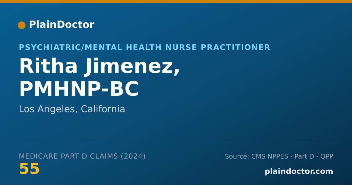 Shareable card for Ritha Jimenez, PMHNP-BC - Psychiatric/Mental Health Nurse Practitioner, Los Angeles, CA