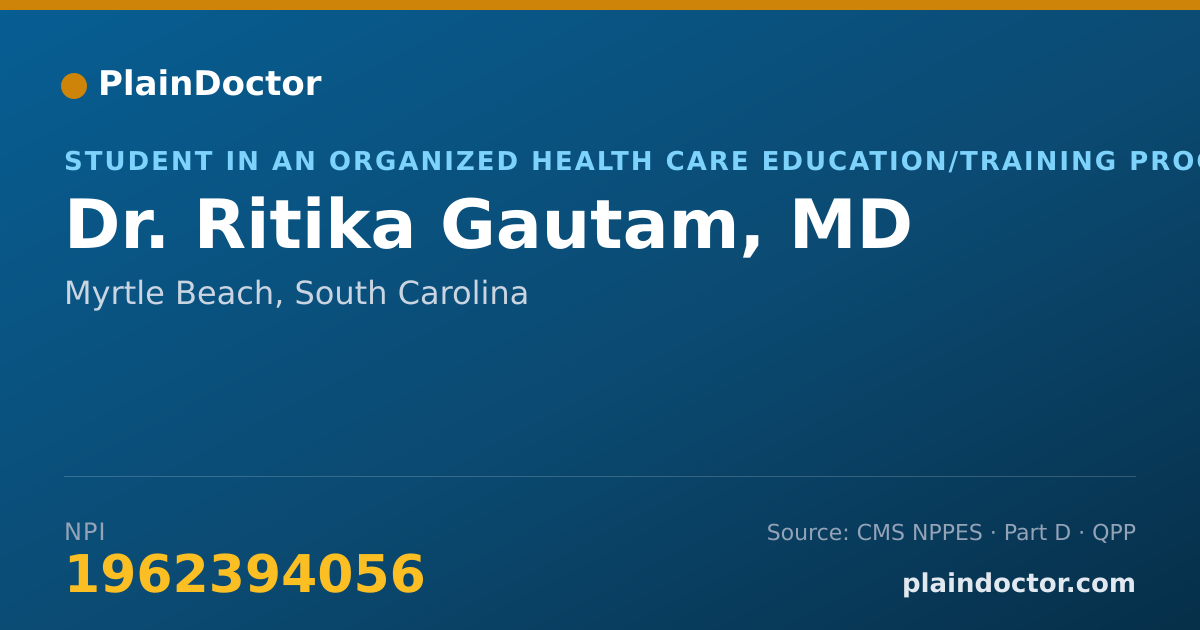 Shareable card for Ritika Gautam, MD - Student in an Organized Health Care Education/Training Program, Myrtle Beach, SC