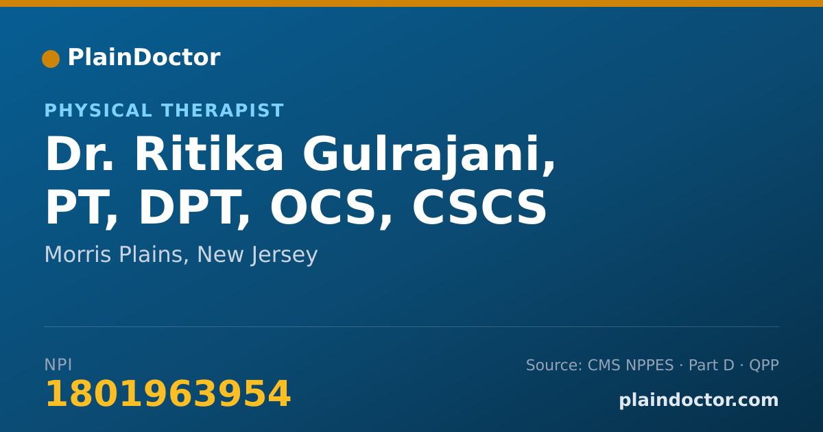 Shareable card for Ritika Gulrajani, PT, DPT, OCS, CSCS - Physical Therapist, Morris Plains, NJ