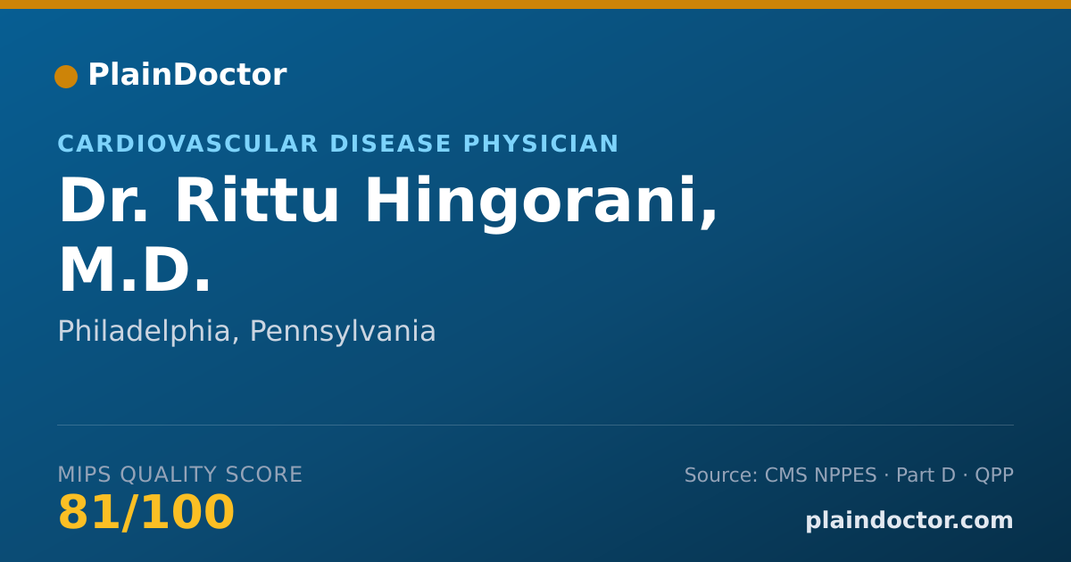 Shareable card for Rittu Hingorani, M.D. - Internal Medicine Physician, Philadelphia, PA
