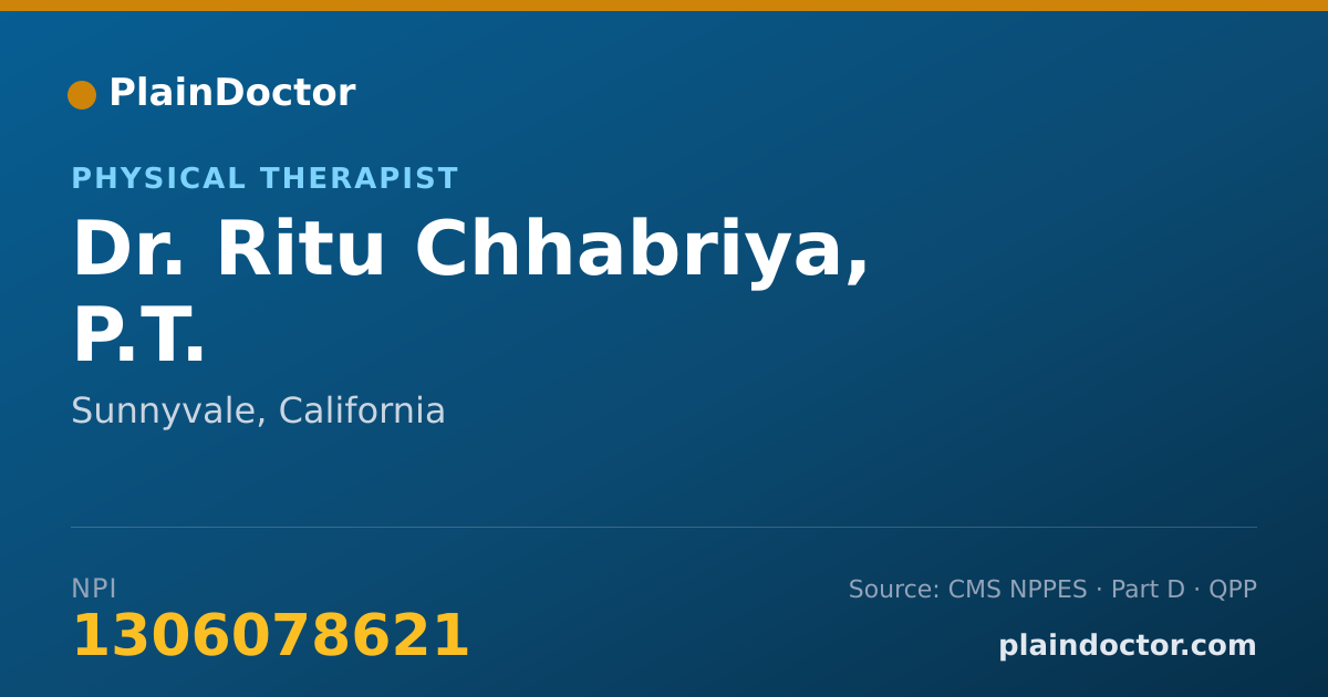 Shareable card for Ritu Chhabriya, P.T. - Physical Therapist, Sunnyvale, CA