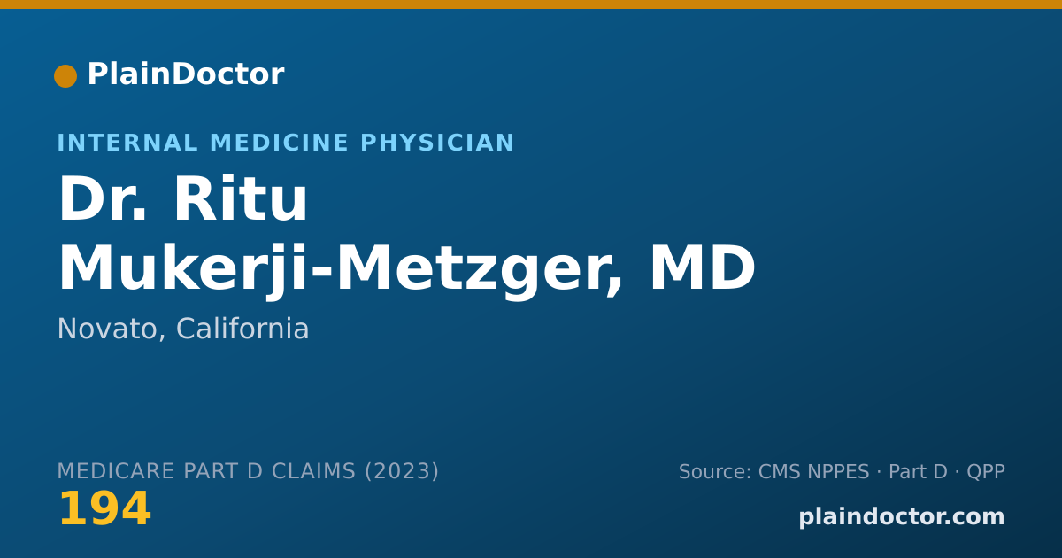 Shareable card for Ritu Mukerji-Metzger, MD - Internal Medicine Physician, Novato, CA